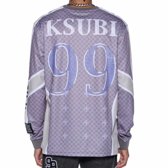 Ksubi Garage Ls Moto Jersey Moss Black purple NWT L - Picture 2 of 8